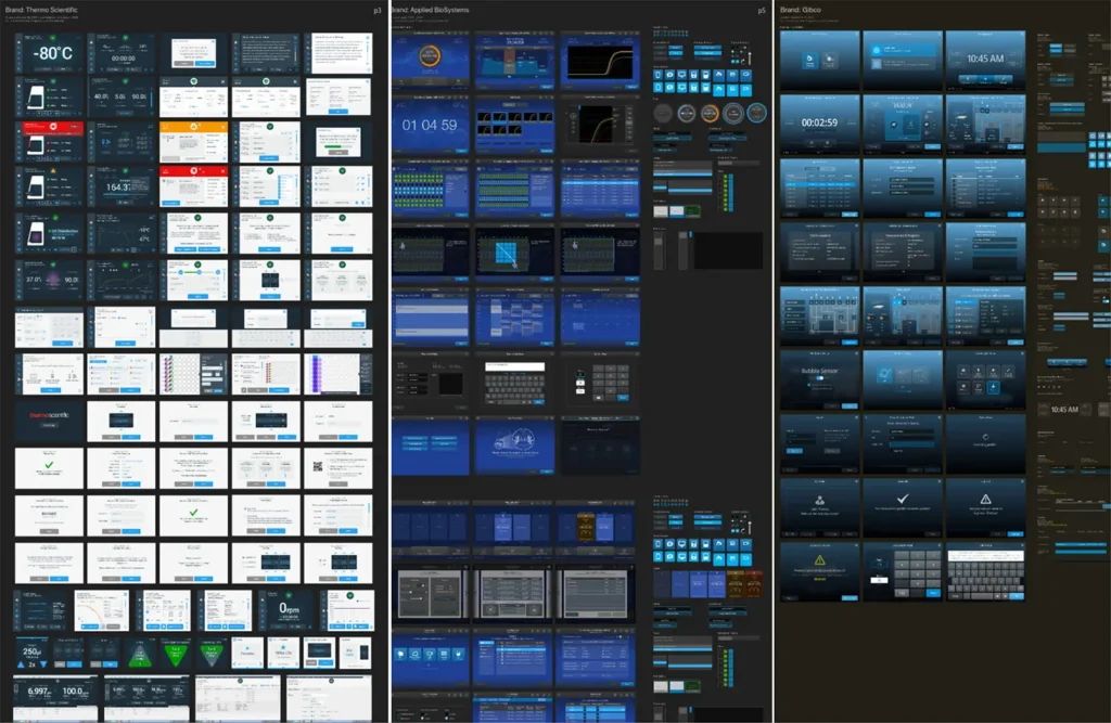 Various screens from all 3 sub-brands